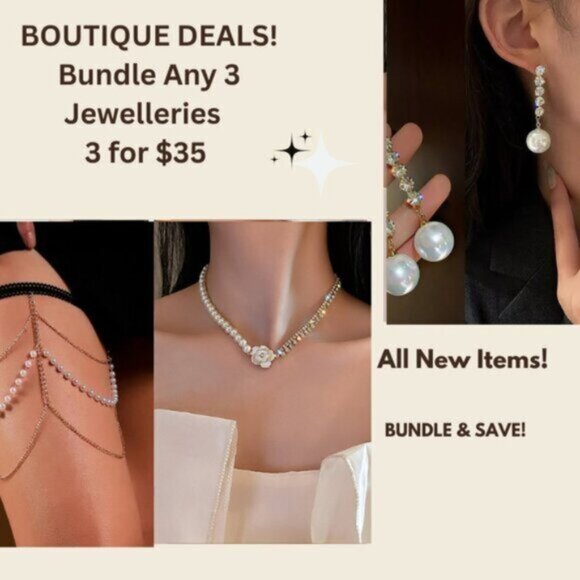 3/$35 Sparkling Rhinestone Crystal Choker Necklace & Dangle Drop Earrings Set - Picture 2 of 8